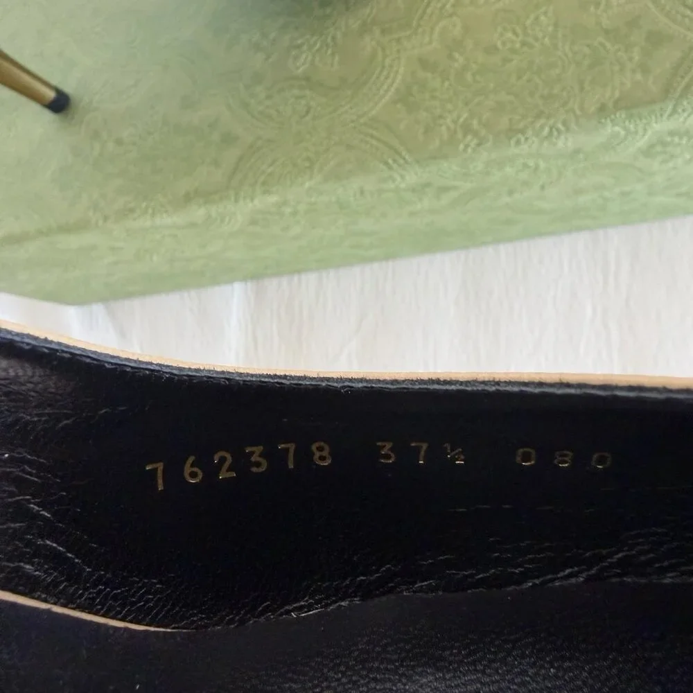 NEW Gucci Metal Heel Slingback Pumps Sz 37.5 100% Authentic Nude - Picture 9 of 10